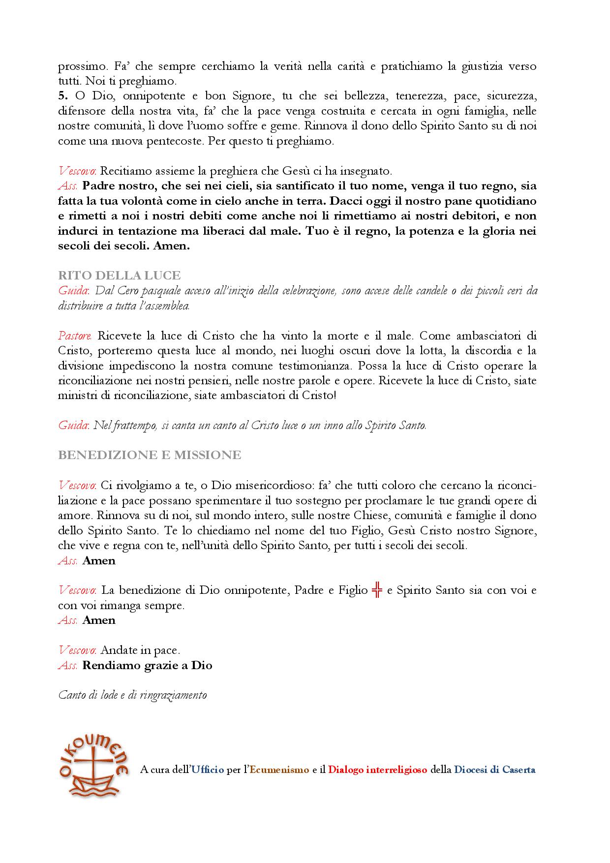 Preghiera unità cristiani 20174