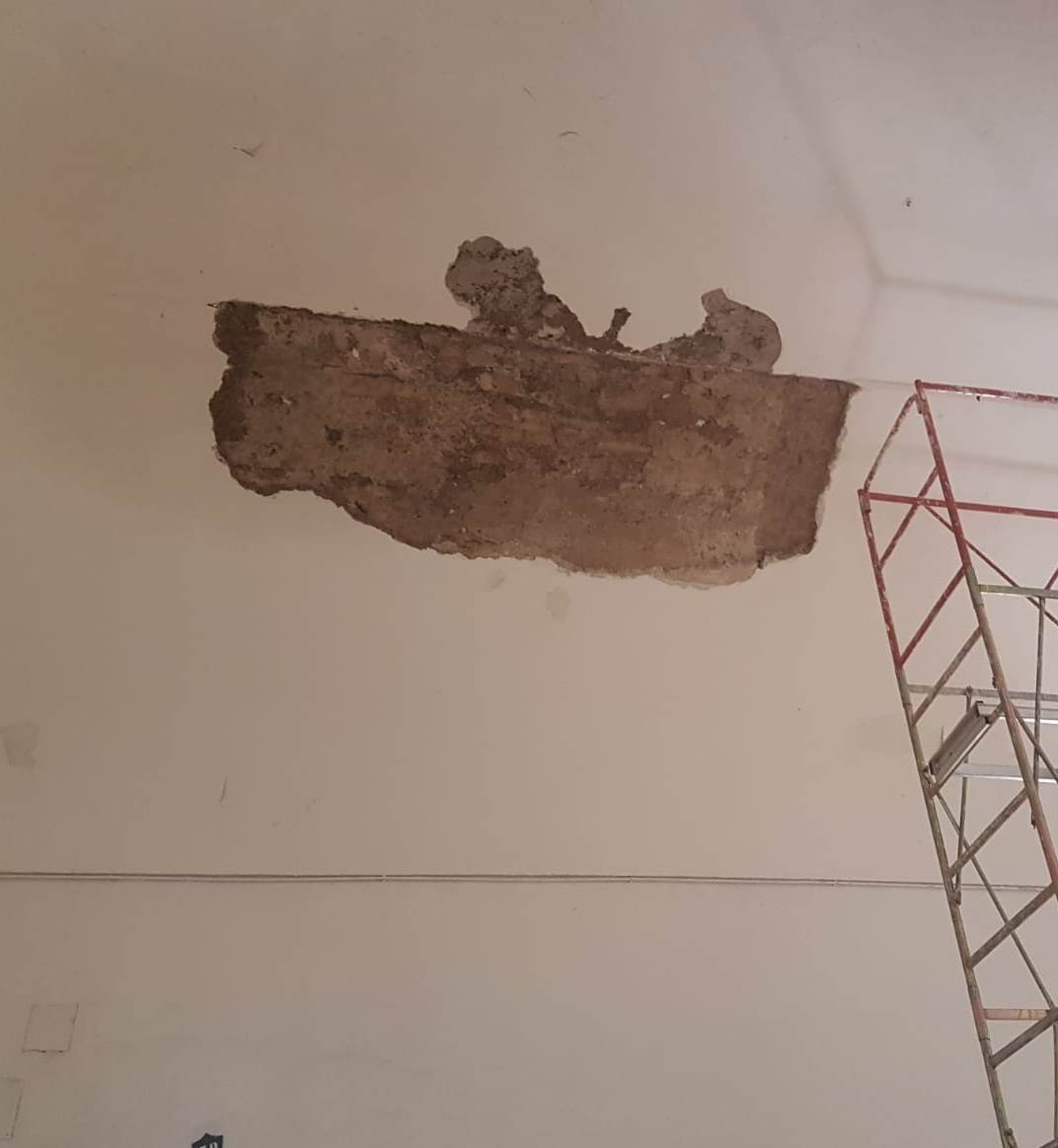 Intonaco dopo intervento di messa in sicurezza